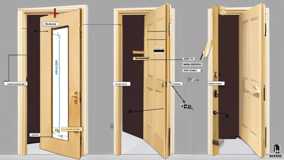 A high-resolution image showing a detailed step-by-step process of replacing a door. Various stages of the guide should be depicted in a single image, incl